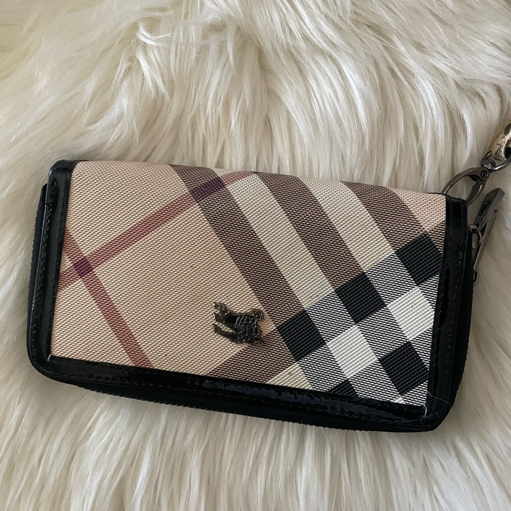 Burberry Beige and Black Check Wallet